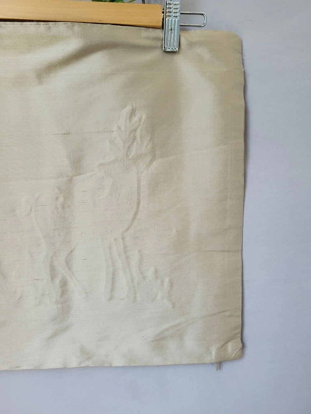 West Elm Silk Reindeer Throw Pillow Cover Taupe 16 x 16